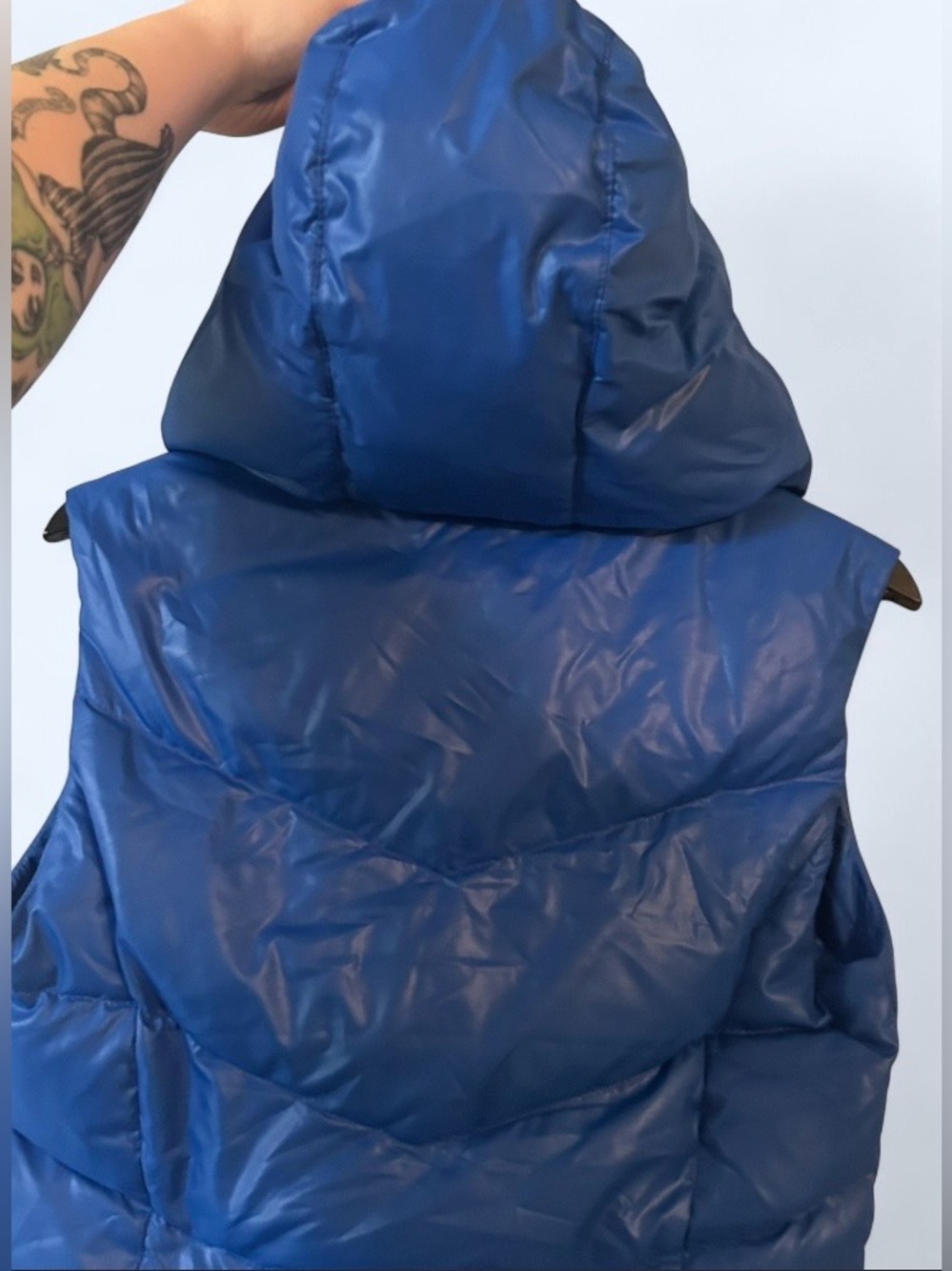 Hollister Blue Puffer Vest Hooded Zip Up Jacket - Size M - Picture 5 of 6